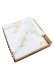 Trusou botez, 7 piese, Aripi de ingerasi auriu, bumbac, alb