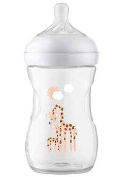 Biberon, Philips Avent, Natural response, Girafa, +1 luna, 260ml, alb