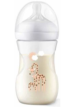 Biberon, Philips Avent, Natural response, Girafa, +1 luna, 260ml, alb