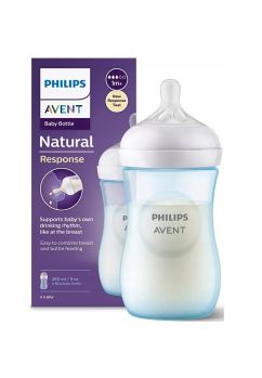 Biberon, Philips Avent, Natural response, +1 luna, 260ml, albastru