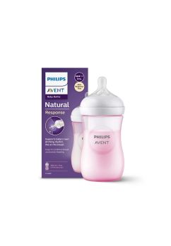 Biberon, Philips Avent, Natural response, +1 luna, 260ml, roz