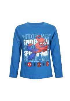 Bluza maneca lunga, bumbac, cu imprimeu, Spider-man, albastru