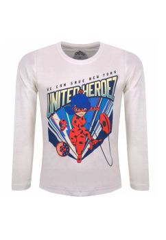Bluza ML, bumbac, cu imprimeu, United Heroez, Lady Bug, crem