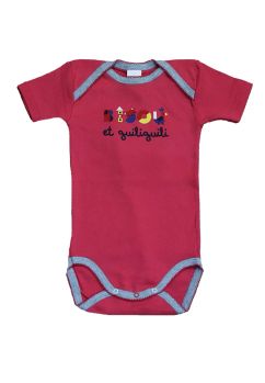 Body maneca scurta, Bisou et guiliguili, bumbac, roz