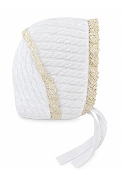 Caciulita tip boneta, Anna, tricot bumbac, alb