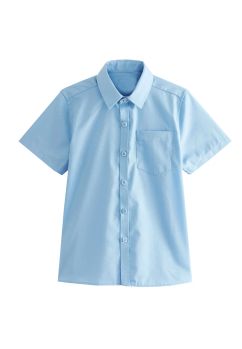 Camasa baieti, maneca scurta, 35% bumbac, albastru