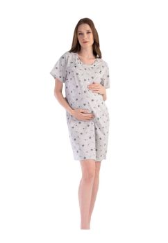 Camasa pentru alaptat, 70%bumbac, I love mom and dad, gri