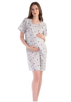 Camasa pentru alaptat, 70%bumbac, I love mom and dad, gri