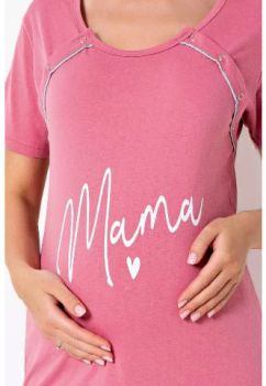 Camasa pentru alaptat, bumbac, I love mama, roz