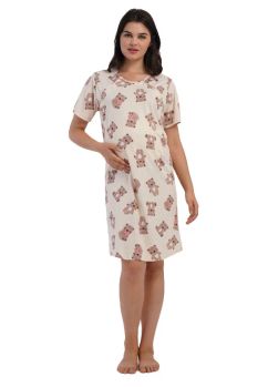 Camasa pentru alaptat, bumbac, Love bear, crem