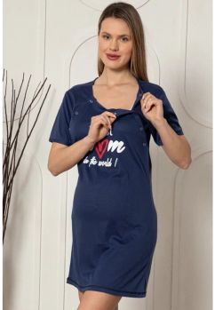 Camasa pentru alaptat, bumbac, Mimi, The best, bleumarin