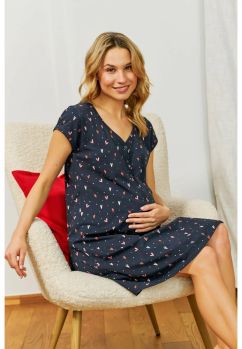 Camasa pentru alaptat, Cute hearts, bleumarin