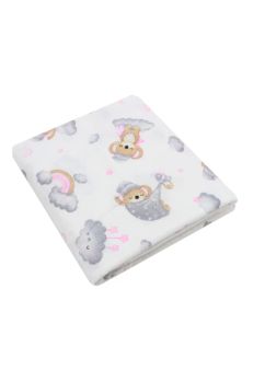 Cearceaf patut, flanel, koala cu steluta roz, 120x60 cm