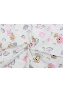 Cearceaf patut, flanel, koala cu steluta roz, 140x70 cm
