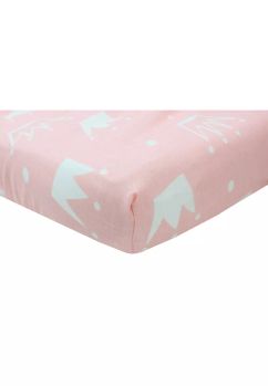 Cearceaf patut, Prichindel, coronite albe, Princess, roz, 120x60 cm