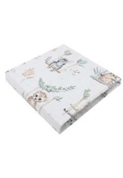 Cearceaf Prichindel, bumbac, Animalute pe leagan, alb, 120x60 cm
