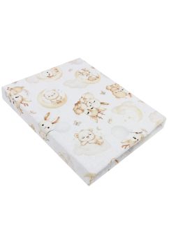 Cearceaf Prichindel, bumbac, Caprioara bambi si prietenii, alb, 120x60 cm