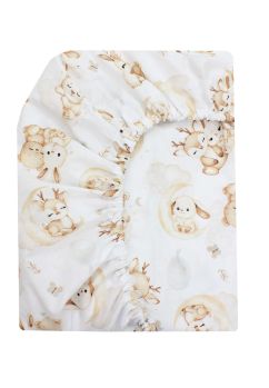 Cearceaf Prichindel, bumbac, Caprioara bambi si prietenii, alb, 120x60 cm