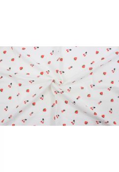Cearceaf Prichindel, capsuni si cirese, muselina, alb, 120x60 cm