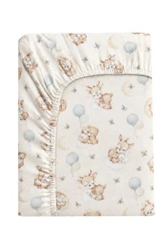 Cearceaf Prichindel, flanel, Caprioara Bambi si prietenii, crem, 140x70 cm