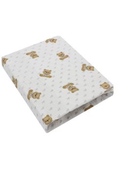 Cearceaf Prichindel, muselina, Little bear, alb, 120x60 cm