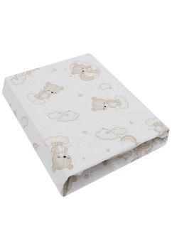 Cearceaf Prichindel, pentru patut stivuibil, urs crem pe nor, bumbac