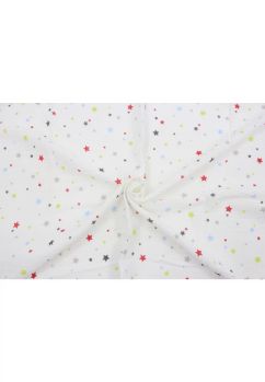 Cearceaf Prichindel, stelute colorate, muselina, alb, 120x60 cm