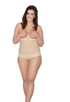 Chilot modelator, Infinity Glam, cu talie inalta, poliamida, crem
