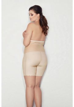 Chilot modelator, tip bermude cu talie inalta si bretele, Emma, Glam Form, bej