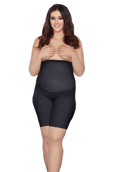 Chilot modelator, tip bermude cu talie inalta si bretele, Emma, Glam Form, negru