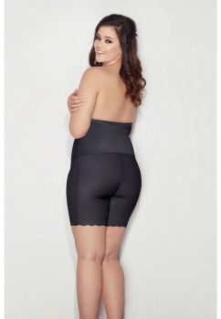 Chilot modelator, tip bermude cu talie inalta si bretele, Emma, Glam Form, negru