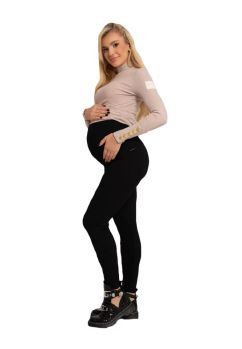 Colanti raiati gravide, 95% bumbac, Paris, negru