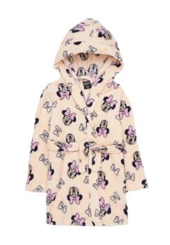 Halat de baie, poliester, Minnie Mouse, crem