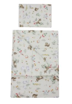 Lenjerie 2 piese, bumbac, Little fox, 120x60 cm, ivory