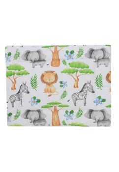 Lenjerie 2 piese, bumbac, Zebra si elefant, 120x60 cm, multicolor