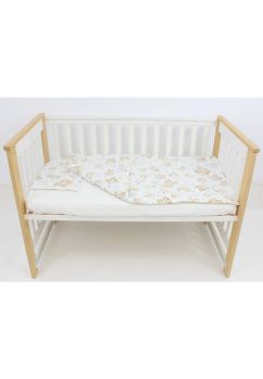 Lenjerie 3 piese, bumbac, Caprioara Bambi si prietenii, alb, 120x60 cm