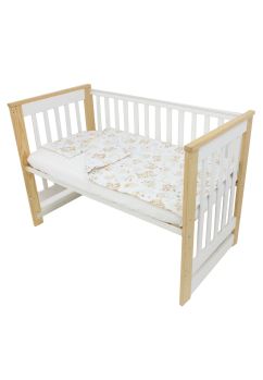 Lenjerie 3 piese, bumbac, Caprioara Bambi si prietenii, alb, 120x60 cm
