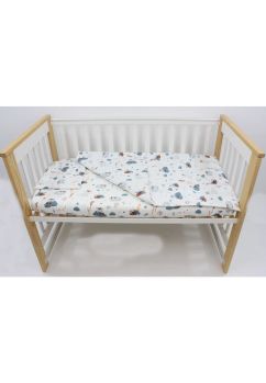 Lenjerie 3 piese, bumbac, Little animals, 120x60 cm, alb