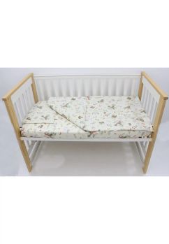 Lenjerie 3 piese, bumbac, Little fox, 120x60 cm, ivory