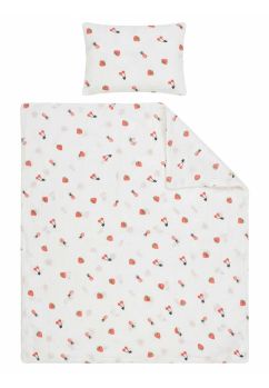 Lenjerie 3 piese, muselina bumbac organic, Capsuni si cirese, 120x60cm