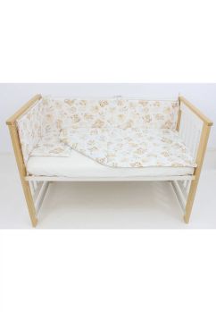 Lenjerie 4 piese, bumbac, Caprioara Bambi si prietenii, 120x60 cm, alb