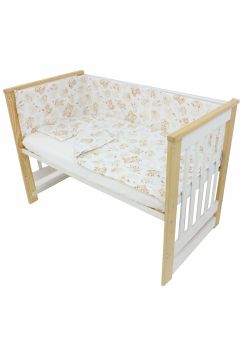 Lenjerie 4 piese, bumbac, Caprioara Bambi si prietenii, 120x60 cm, alb