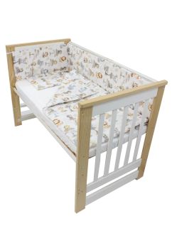 Lenjerie 4 piese, bumbac, Monkey, multicolor, 120x60 cm