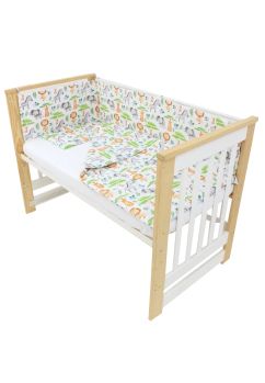 Lenjerie 4 piese, bumbac, Zebra si elefant, 120x60 cm, multicolor