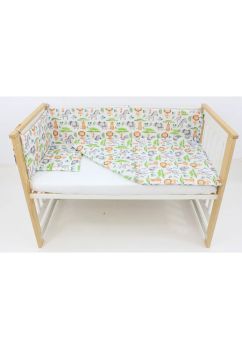 Lenjerie 4 piese, bumbac, Zebra si elefant, 120x60 cm, multicolor