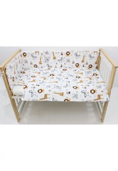 Lenjerie 4 piese, Prichindel, bumbac, girafa, 120x60 cm