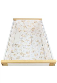 Lenjerie 5 piese, bumbac, caprioara Bambi si prietenii, 120x60 cm, alb