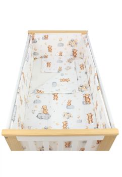 Lenjerie 5 piese, bumbac, Urs cu baloane, alb, 120x60 cm