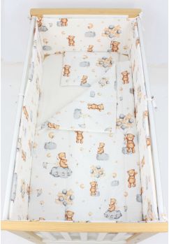Lenjerie 5 piese, bumbac, Urs cu baloane, alb, 120x60 cm