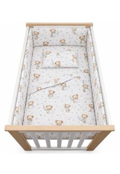 Lenjerie 5 piese, bumbac, Ursulet cu steluta, multicolor, 140x70 cm